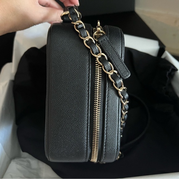 Chanel Medium Black Filigree Quilted Calf Grain Vanity Case w Handle - 20C - NWT - Picture 8 of 11